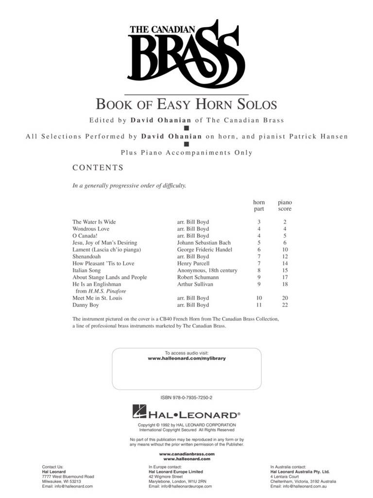 Canadian Brass Book Of Easy Horn Solos